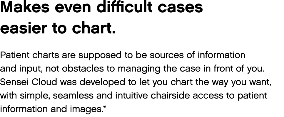 Makes even difficult cases easier to chart  Patient charts are supposed to be sources of information and input, not o   