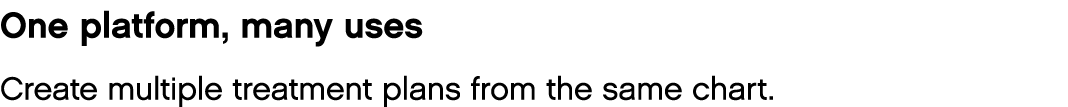 One platform, many uses Create multiple treatment plans from the same chart 